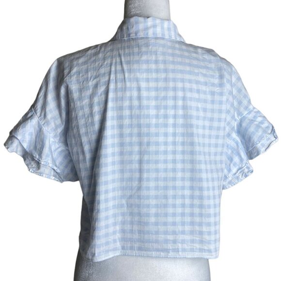 Cupcakes and Cashmere Sunnie Tie Hem 100% Cotton Gingham Shirt Women's Size M - Picture 9 of 10